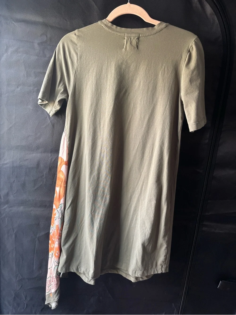 Tiny by Anthropologie Mixed Media Olive Green Shirt Dress